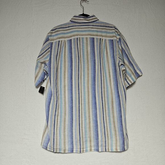 Tasso Elba Island Linen Blend Shirt Mens‎ Sz M Striped Beachy Coastal Preppy - Picture 6 of 8